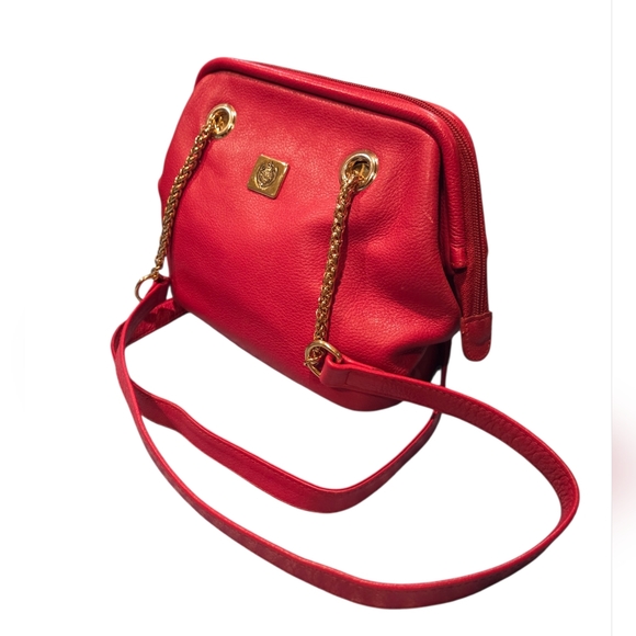 Liz Claiborne Handbags - Liz Claiborne Vintage 90's Classic Genuine Leather Shoulder Bag Red Chain Strap